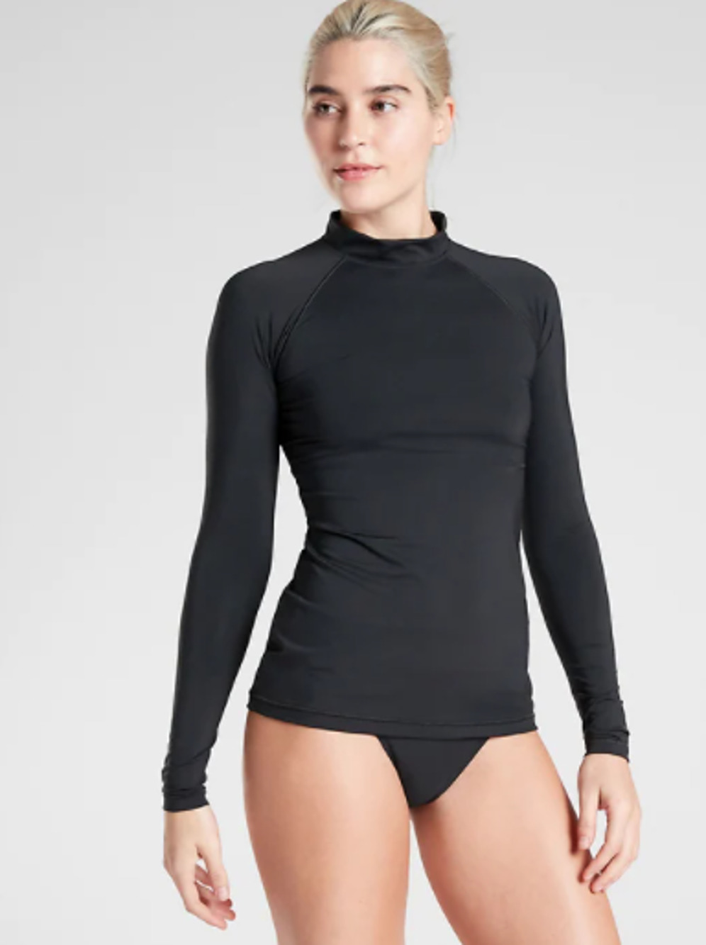 Athleta M black North Point Rashguard longsleeve swim bathing wet suit coverup
